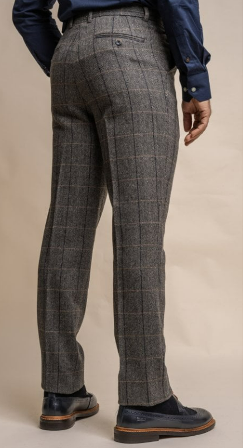 Cavani Albert Grey Tweed Look Trousers -1